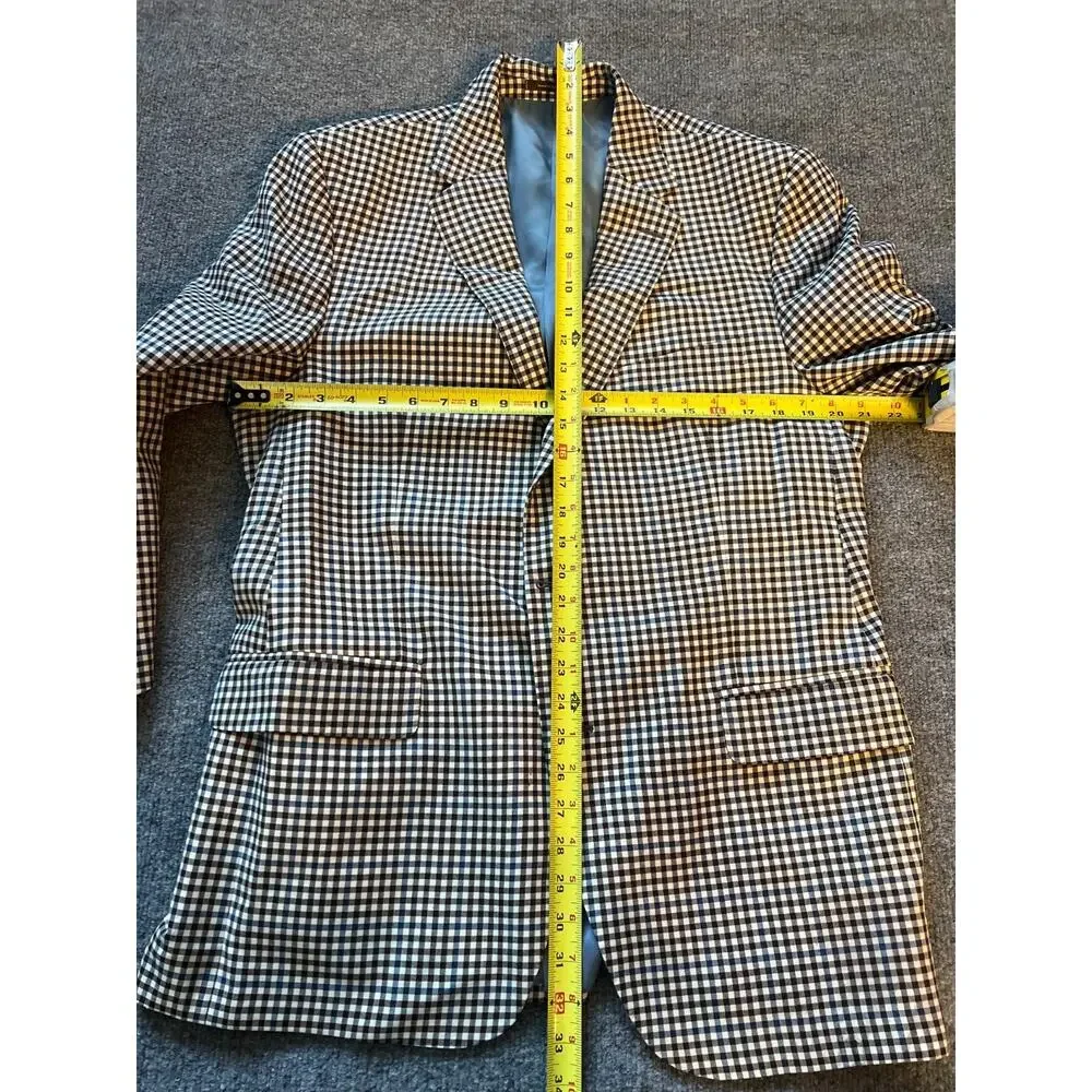 Miller Brothers Mens Black White Check Long Sleeve Lined Wool Blazer Jacket 44R